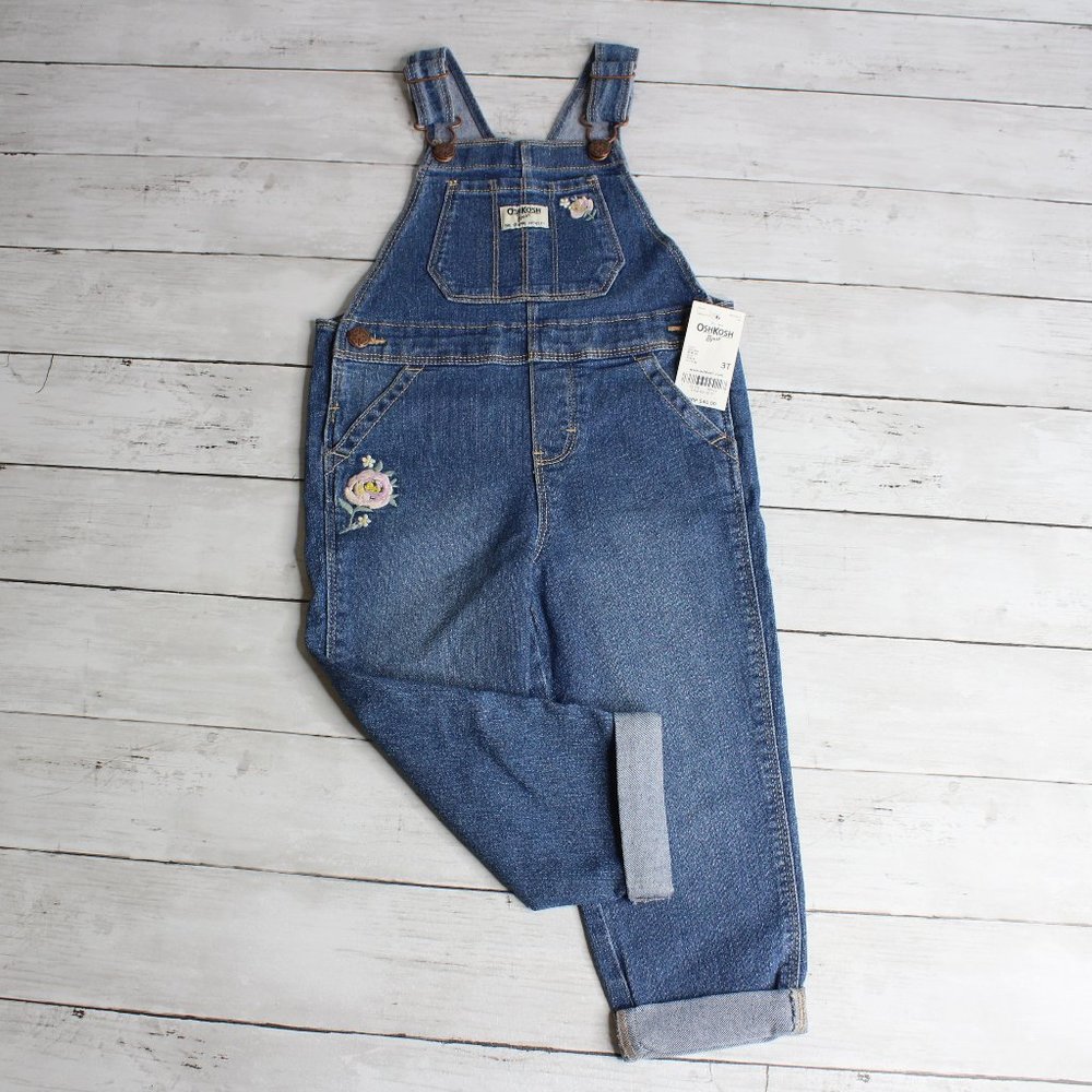 Oshkosh B'gosh Girl Denim Blue Jean Bib Overalls Size 2T